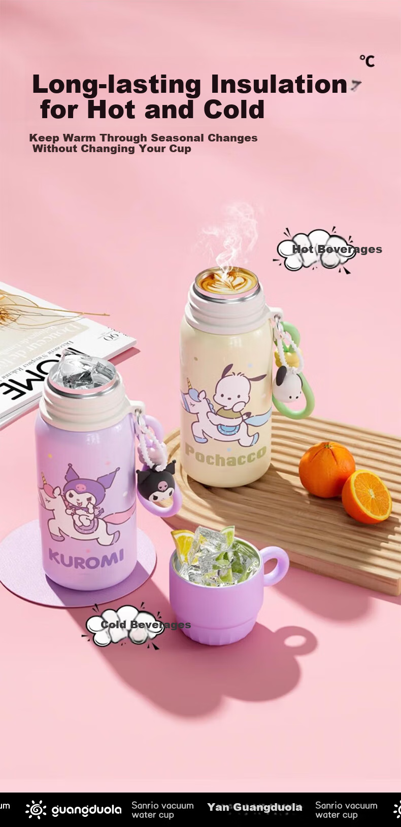Guangduola Children's Insulated Cup, 316 Stainless Steel Meleti Water Bottle, Elementary School Student Water Jug, Kindergarten School Use, Three-Drinking Straw 5