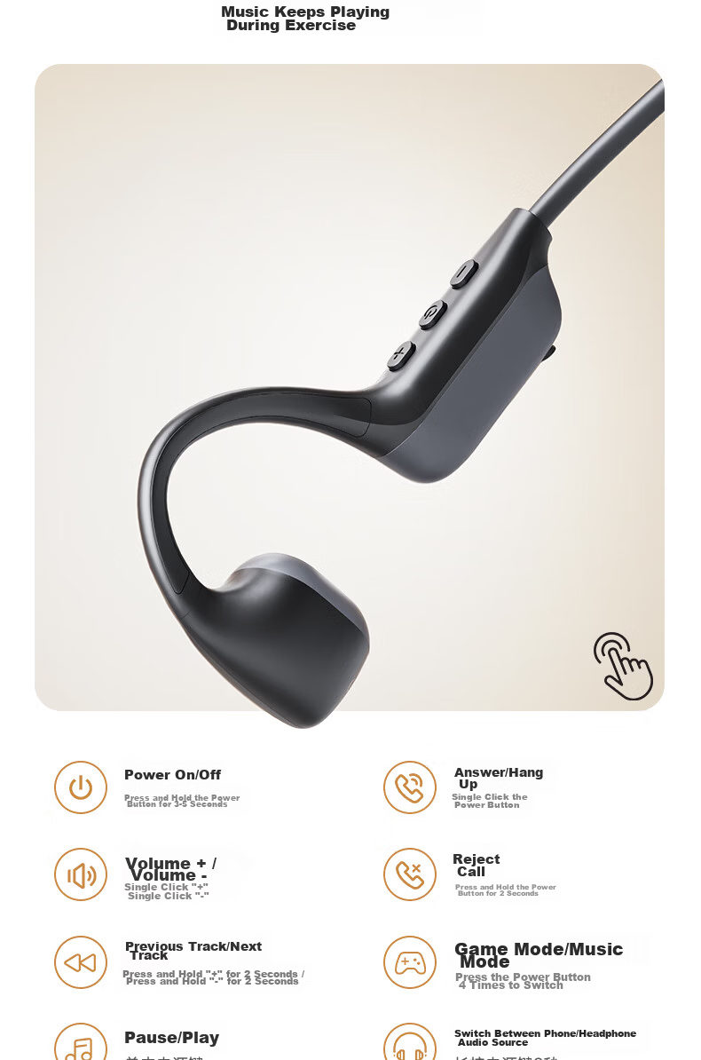 Chengao Sports Bluetooth Open-Ear Bone Conduction Headphones L10Air Black Gray, Long Battery Life, Sweatproof, Waterproof, Comfortable for Long Wear, Outdoor Cycling 18