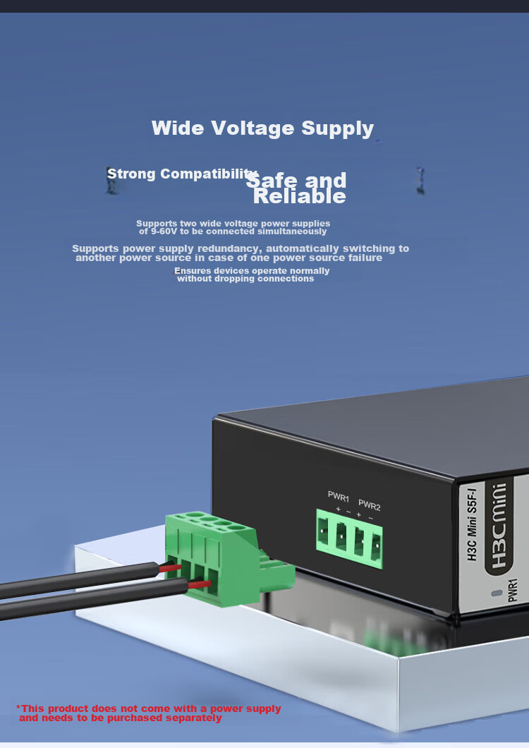 H3C 5-Port Gigabit Industrial Switch, Industrial-Grade Enterprise-Level Network Monitoring Splitter Hub Converter Rail-Mounted Wide Temperature IP41 Waterproof And Dustproof S5G-I 9