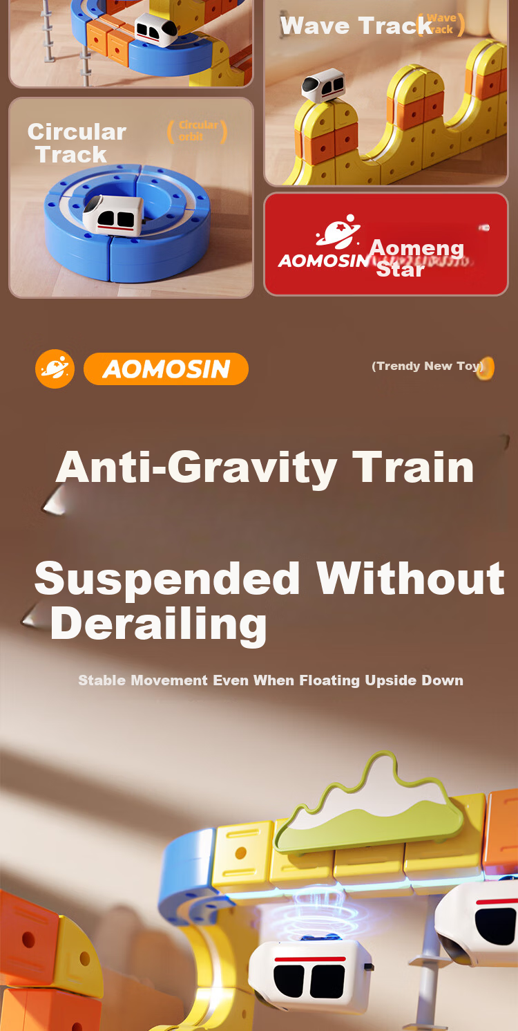 Aomengxing Magnetic Gravity-Defying Transformable Track Train Building Blocks Educational Toy for Boys Children's Day Gift 3