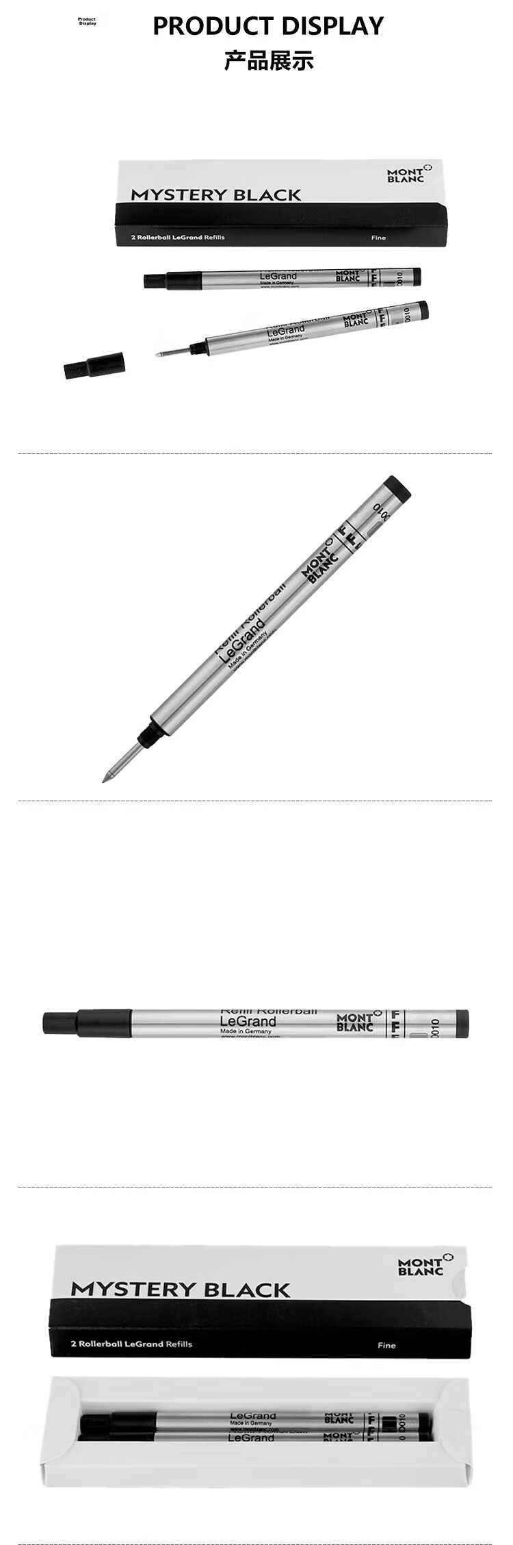 Montblanc Meisterstück 162 Fountain Pen Black Ink Cartridge F Nib 2-Pack 128224 Gift Set 2