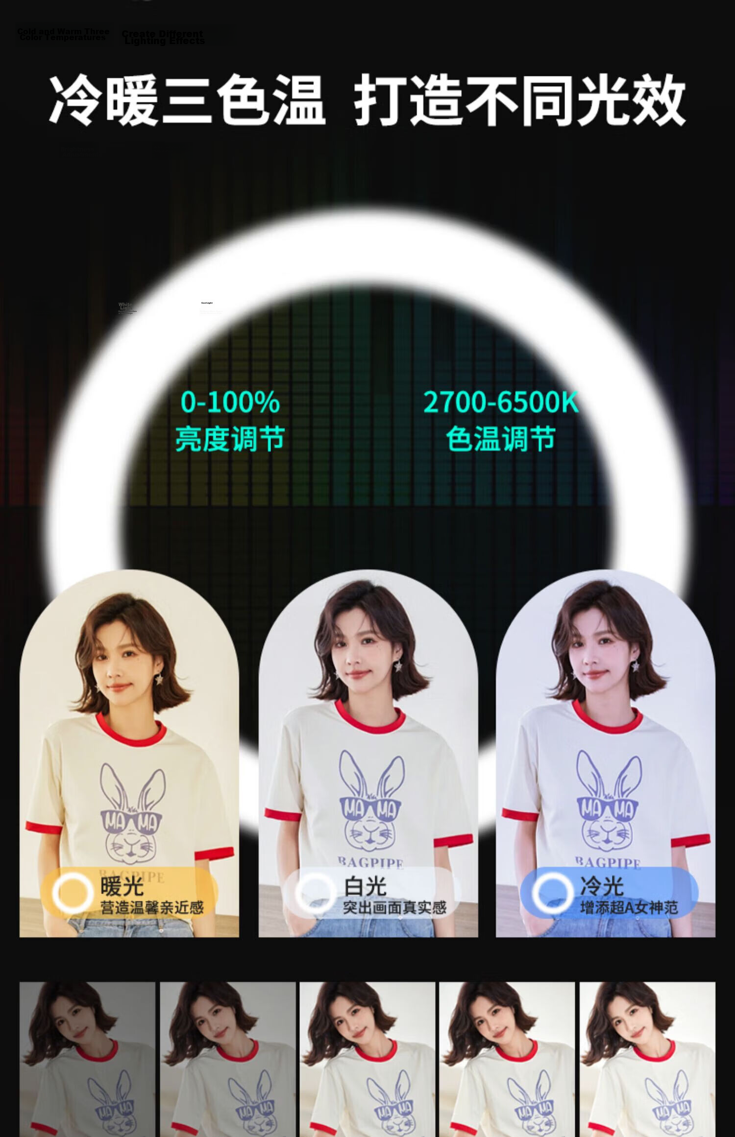 JIMANTU 35CM Ring LED Live Streaming Fill Light Stand Beauty Face Slimming Soft Light Phone Live Beauty Lamp Large Aperture Makeup Light 4