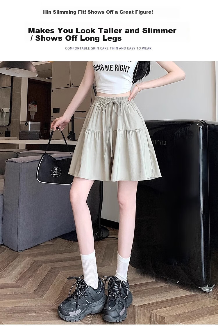 Langsha Yamamoto Women's Skirt Pants Japanese Style Casual Five-Point Shorts Summer Thin High-Waist Slim Fit Petite Shorts 5