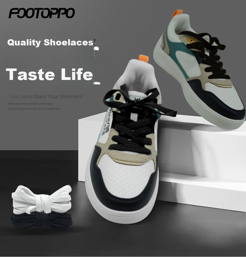 FOOTOPPO Shoelaces White Black Colorful Flat Shoelaces for Men Women Compatible with White Sneakers Sports Shoes Athletic Shoes 1