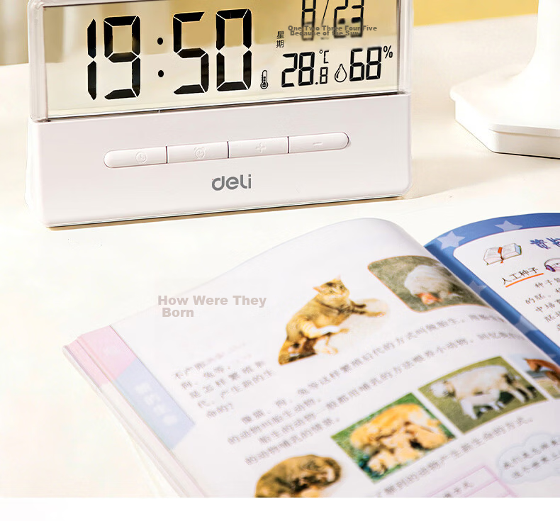 Deli Electronic Alarm Clock Backlight Large Bell Smart Home Student Multifunctional Thermometer Large Screen Bedside Clock Back to School Essential - LE122 Gift 5