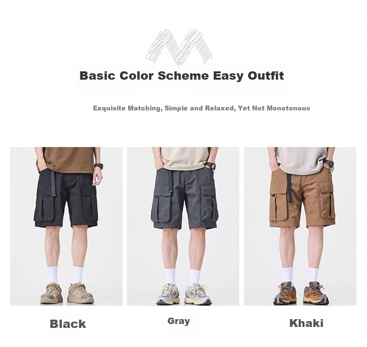 MARK FAIRWHALE Men's Lightweight Summer Workwear Shorts Loose Fit Quick-Dry Casual Sports Shorts 3