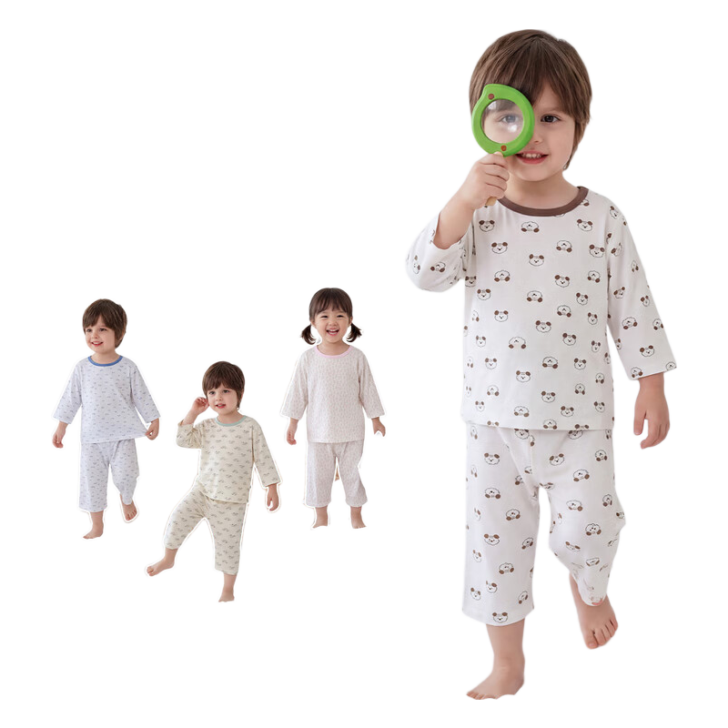 Dudu Kids Summer Children's Pajama Set Baby Skin-Friendly Two-Piece Boys Girls Homewear Air Conditioning Clothes Blue 100