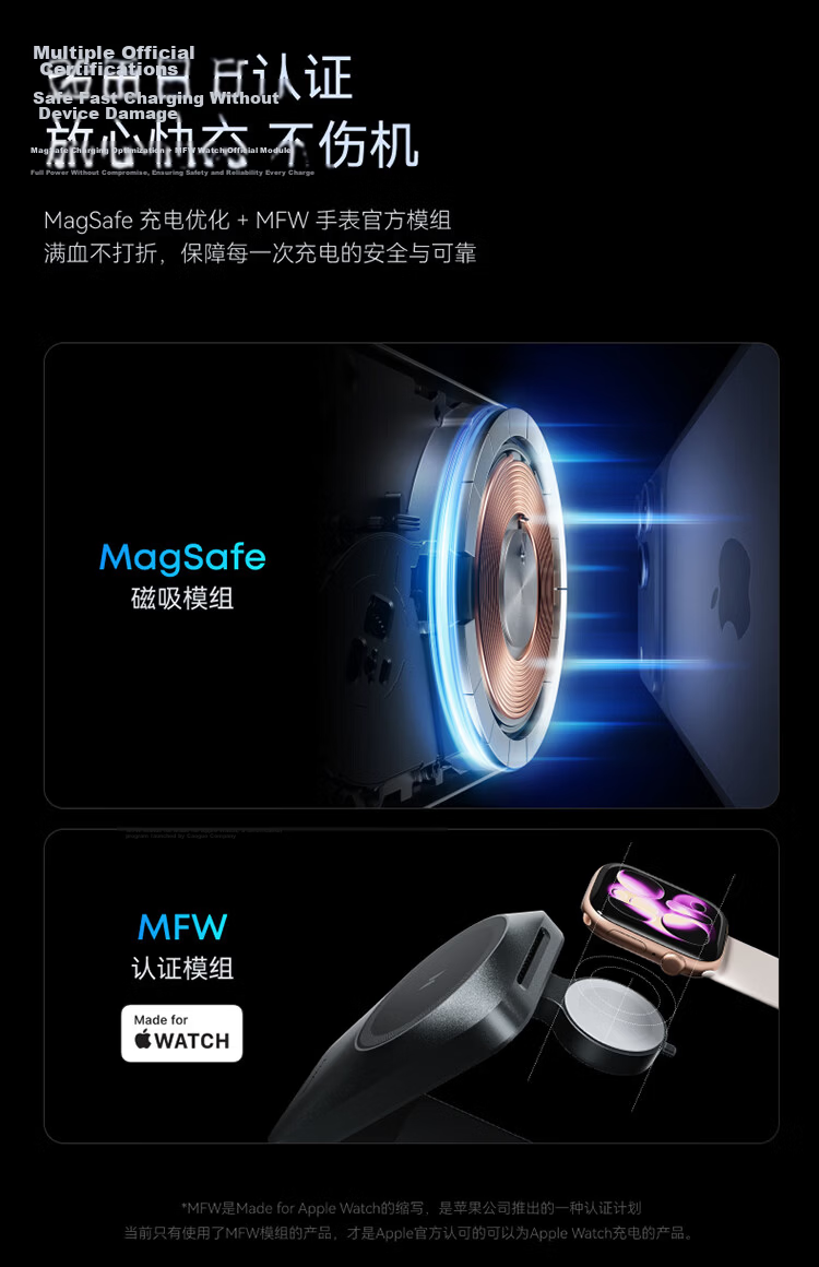 ANKER Prime 35W Air-Cooled Tri-Fold Multi-Functional Desktop Wireless Charger MagSafe Magnetic Fast Charging for Apple 17 Pro Max Earphones Apple Watch Black 2