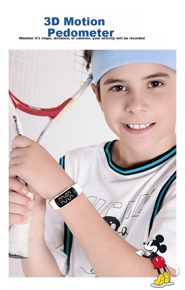Disney Mickey Student Watch Waterproof Sports Teen Boys Dormitory Wake-up Alarm Vibration Digital Watch 6