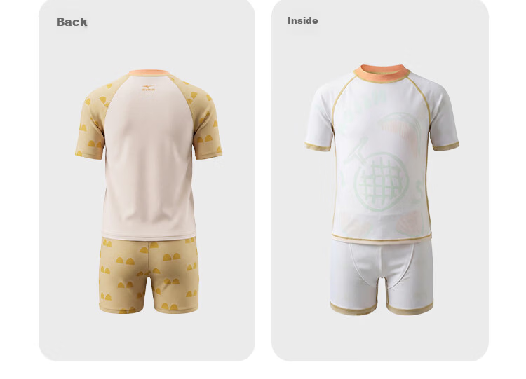 ERKE Boys' Short Sleeve Two-Piece Swimsuit Set, Split Design, Sun Protection, Beach Swimwear for Kids 13