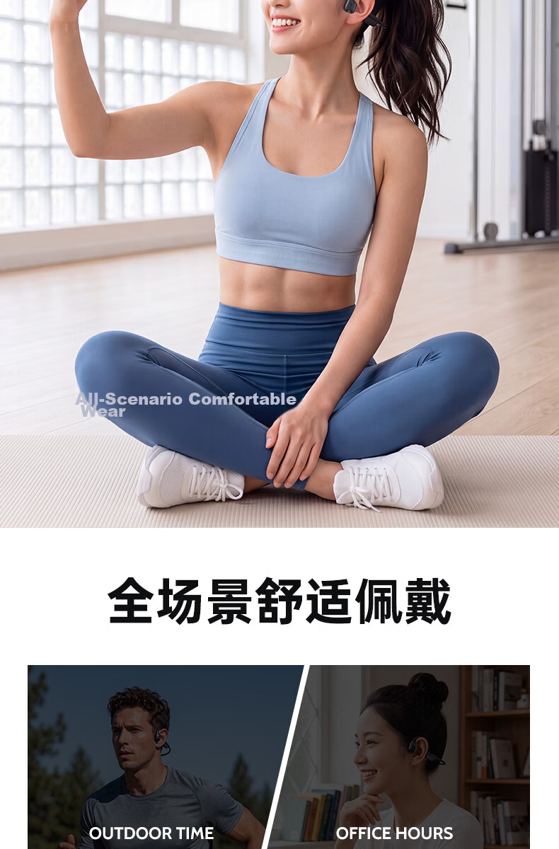 Chengao Sports Bluetooth Open-Ear Bone Conduction Headphones L10Air Black Gray, Long Battery Life, Sweatproof, Waterproof, Comfortable for Long Wear, Outdoor Cycling 16