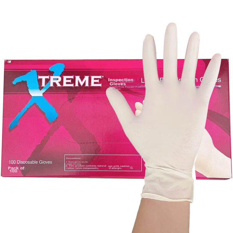 AMMEX Disposable Premium Latex Gloves (Off-White) Powder-Free Large (CE Certified SGS) 100pcs/Box XLFRT46100