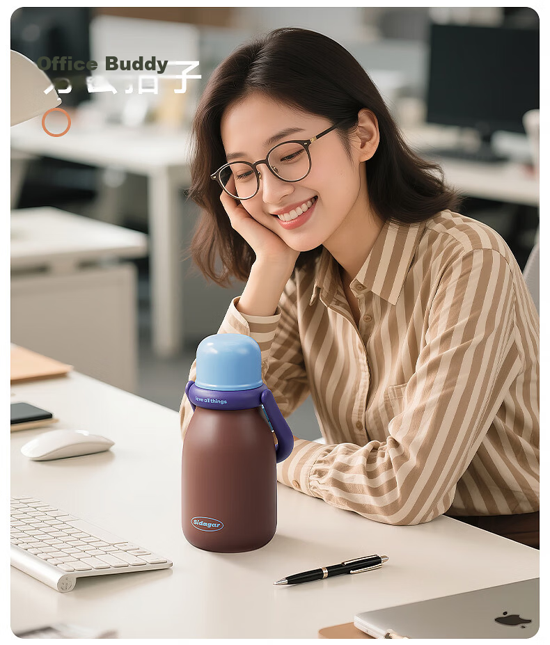 Shida Home Insulated Water Bottle for Women, Three-in-One Portable Stylish Cup with Straw, 316 Stainless Steel 13