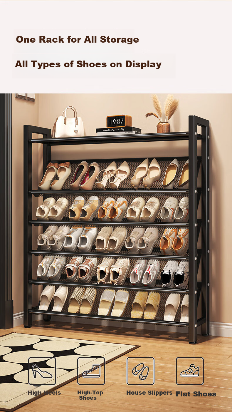 Yaoying Shoe Rack Home Multi-layer Foldable Shoe Cabinet Small Apartment Shoe Storage Organizer YJ23 Black 5 Layers 50cm 4