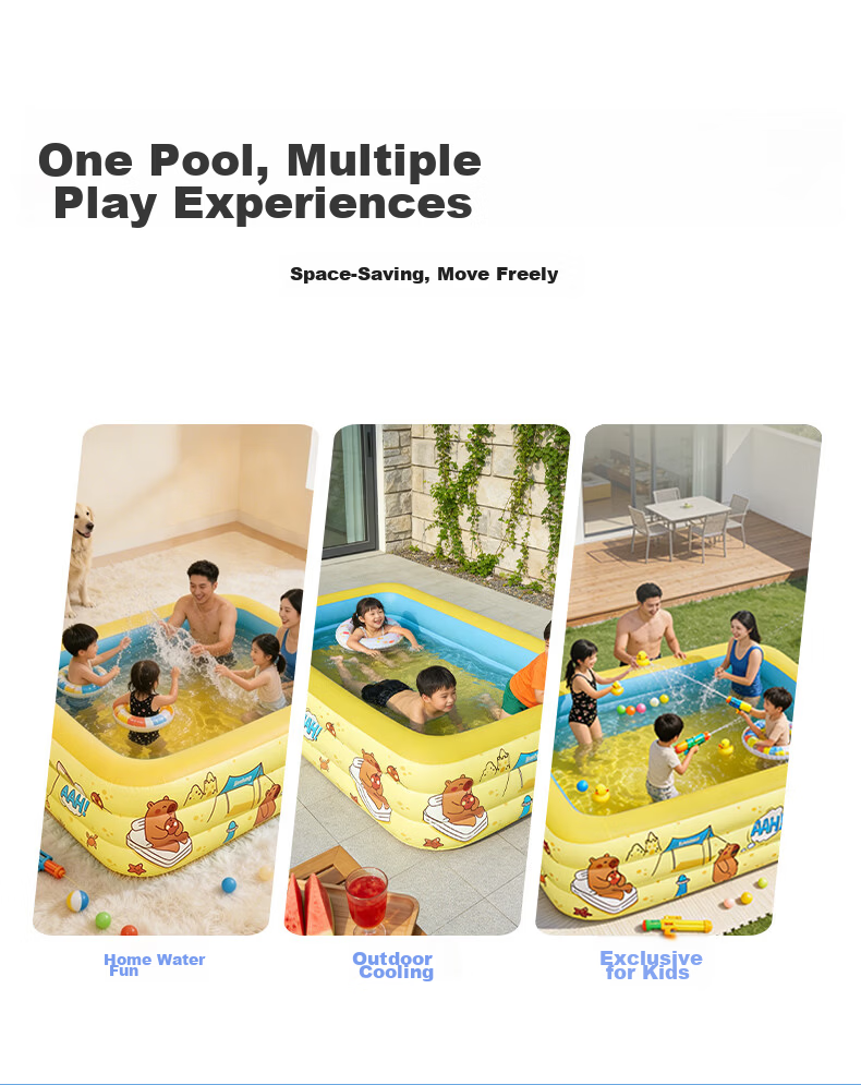 Bestway JD Exclusive Inflatable Swimming Pool Indoor Outdoor Thickened Foldable Kids Toy Blue Frog 2.6m 11