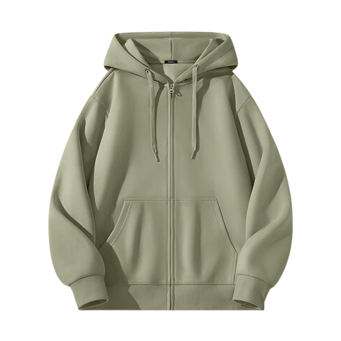 MINISO Hooded Sweatshirt Jacket for Men, Spring And Autumn Style, Casual Versatile Heavyweight Zip-Up Cardigan, Men's Clothing Z Light Beige 2XL