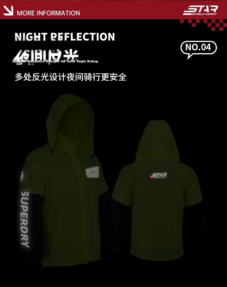 Star Knight Motorcycle Raincoat and Rain Pants Set Unisex Adult Separate Ultra-thin Waterproof Fluorescent Green XL 3