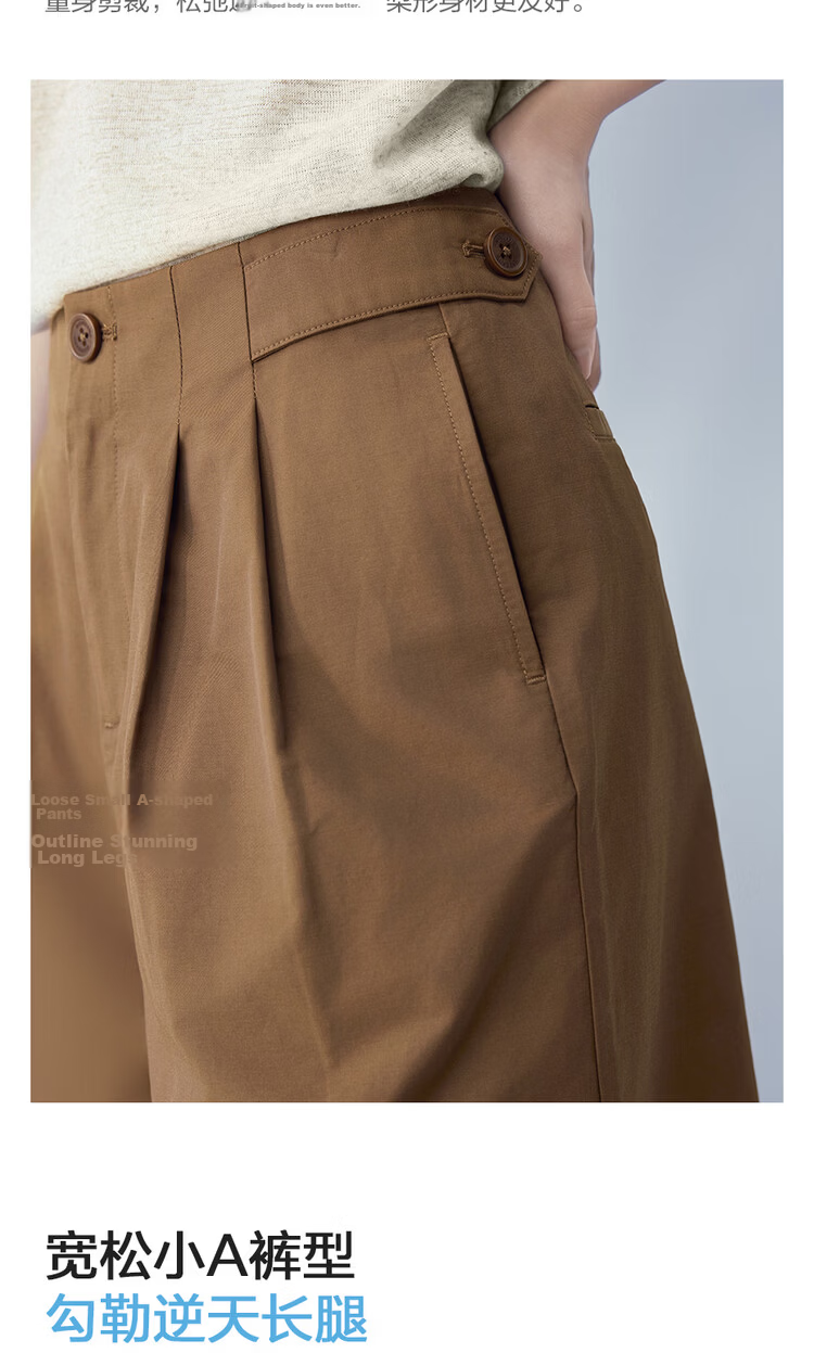 Giordano Women's Summer New Black Technology Cooling Loose Pleated High Waist Commuter Wide Leg Shorts 05406309 6