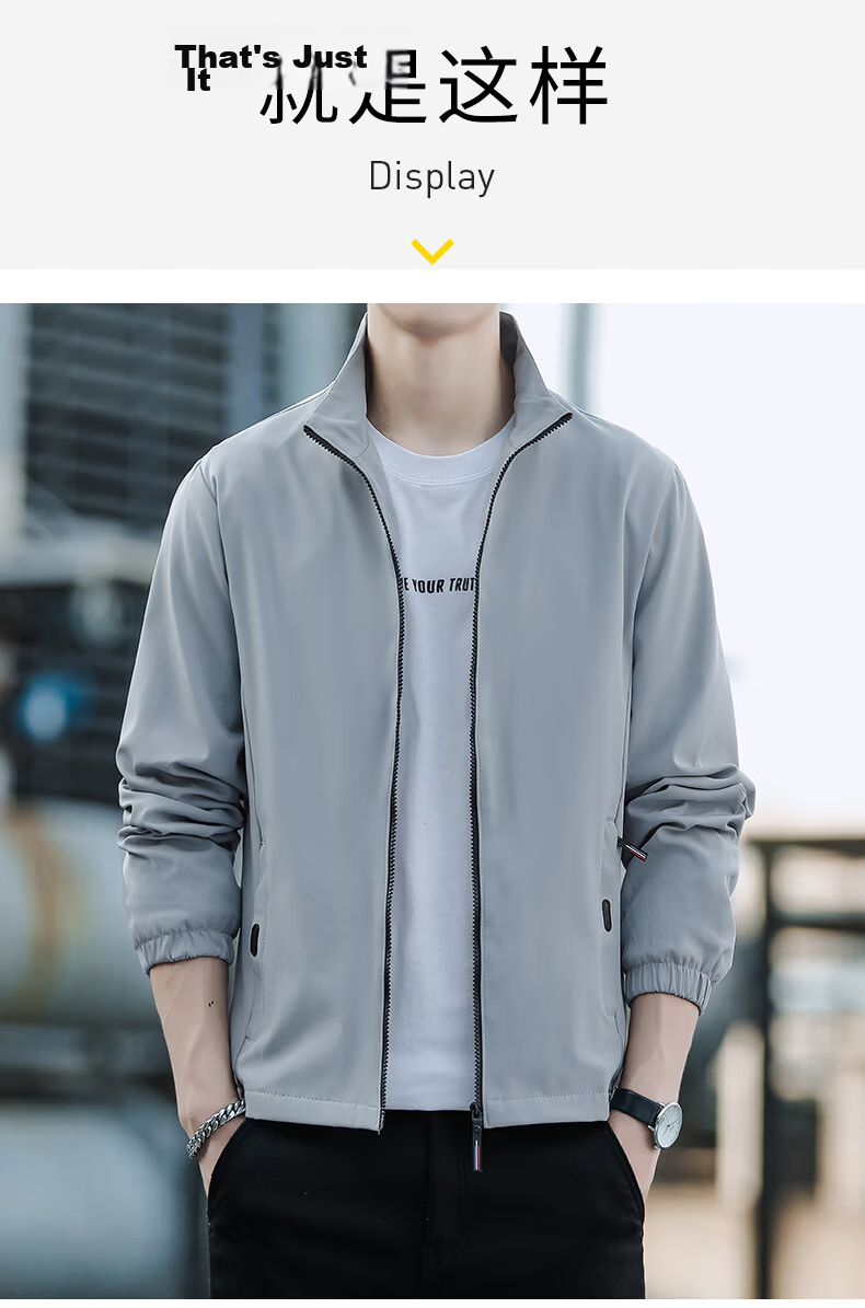 Woodpecker [Windproof and Crisp] Men's Summer Business Loose Casual Sports Daily Trendy Jacket Light Gray 4XL 17