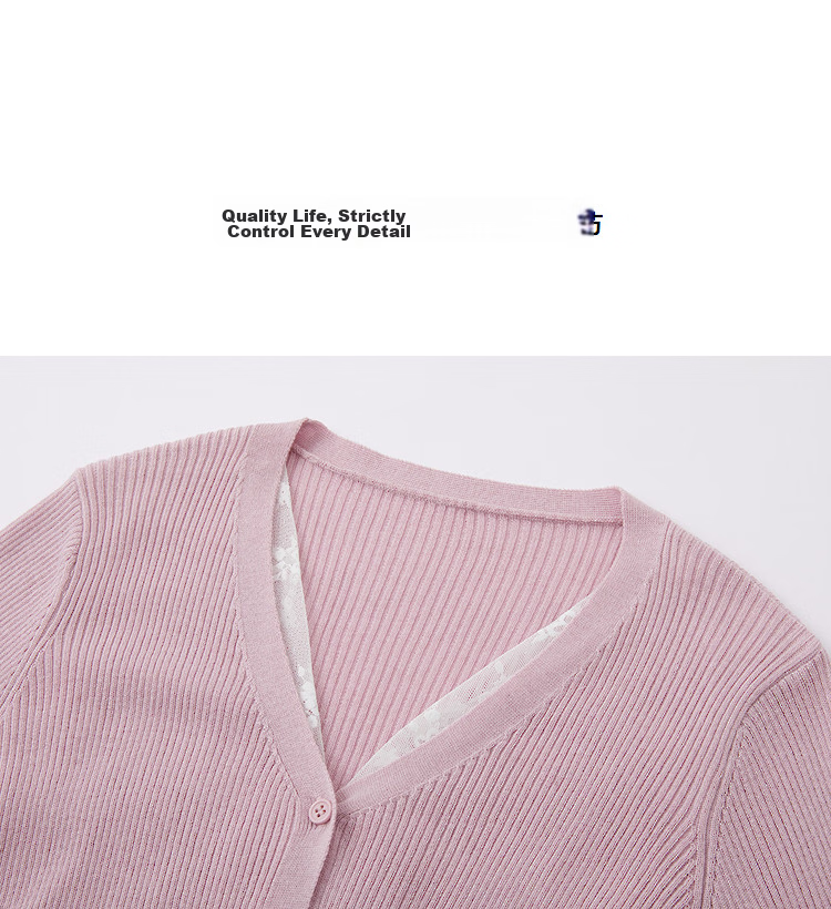 Demana Women's Slim Fit Spring V-Neck Knit Sweater with Lace Splicing, Faux Two-Piece Design, Mulberry Silk and Wool Blend 12