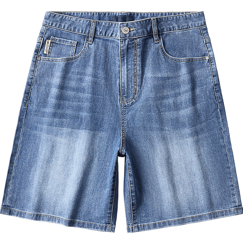 HLA Hailan Home Men's Denim Shorts 26 Shining Space Series Faded Whisker Shorts Summer Men