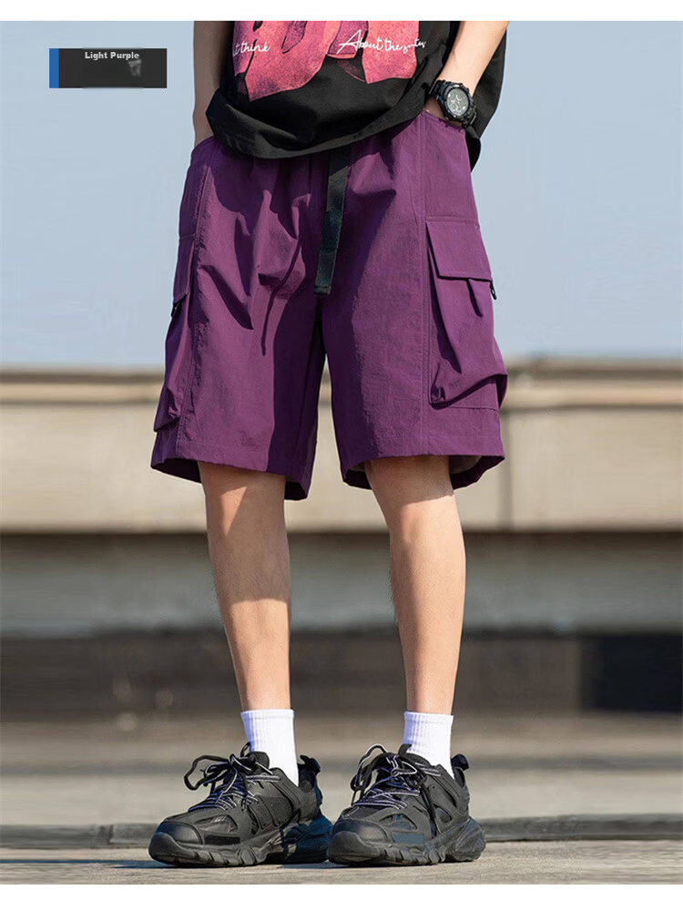 JEEP SPIRIT Men's American Style Ice Silk Shorts Summer Thin Workwear Five-Point Loose Casual Pants Black XL 17