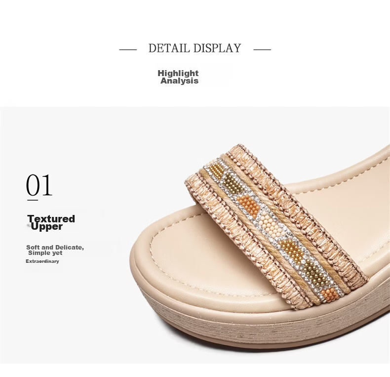 Eierkang Women's Bohemian Style Wedge Sandals Thick Sole Height Increasing Single Strap Sandals 29009W Off-White Size 37 9