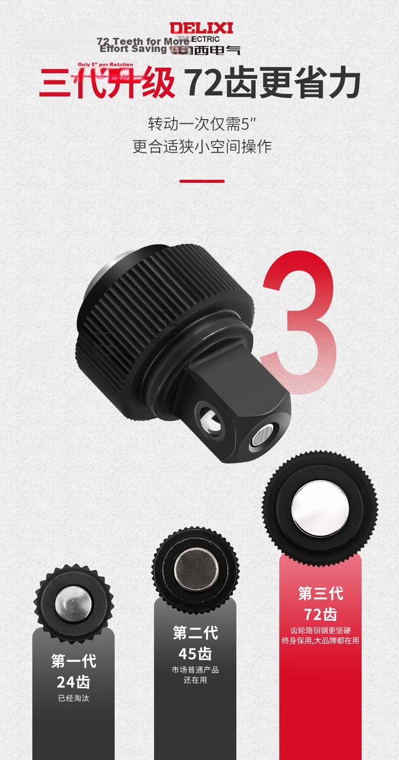 Delixi Auto Repair Tool Set Socket Wrench Ratchet Car Maintenance Combination Repair Box Multifunctional Mini Ratchet 6