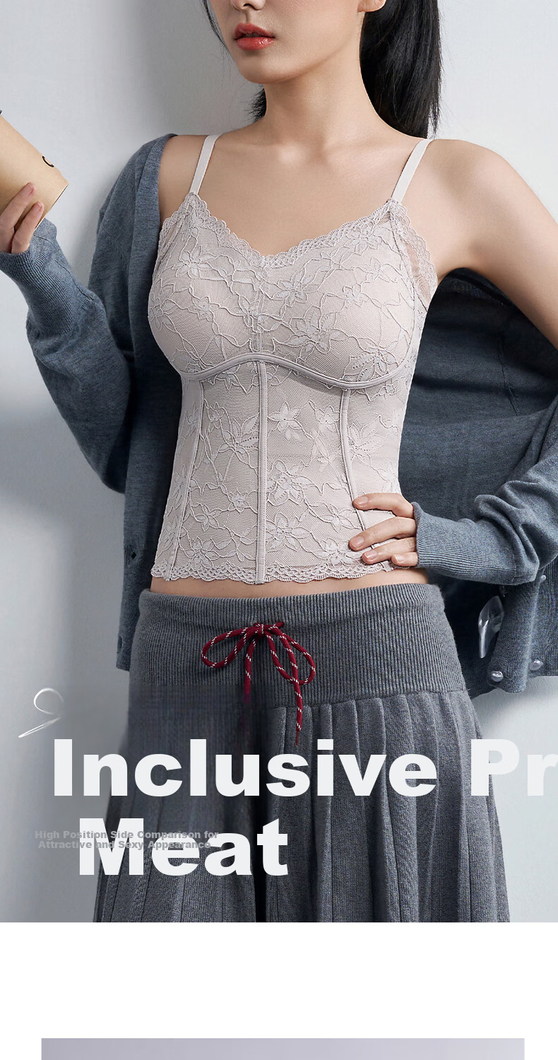 Tingmei [No Bra Needed] Sexy Lace Camisole Women's Thin Lingerie with Built-in Padding Convenient Vest for Outerwear 10