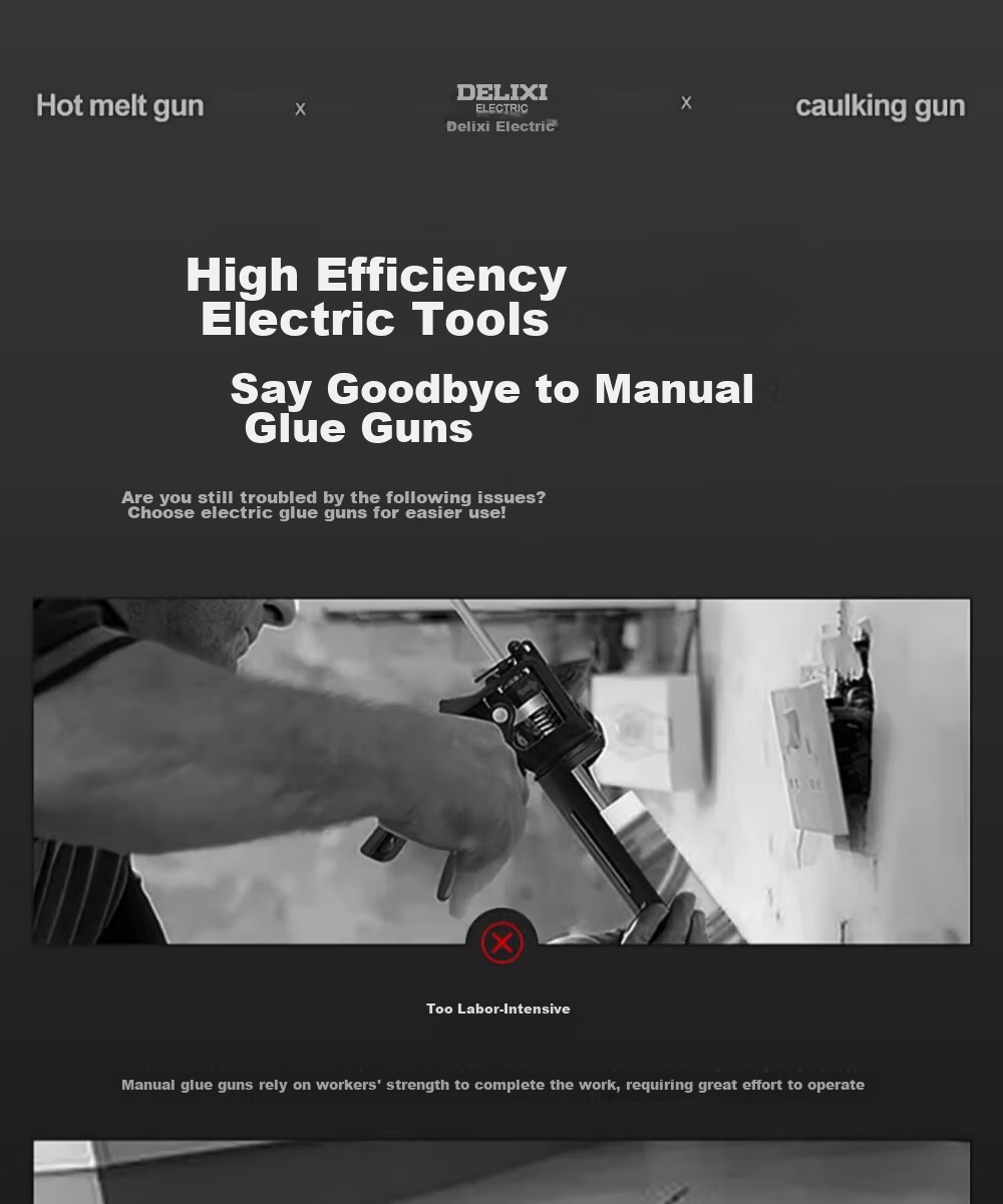 Delixi Electric Dual-Tube Caulking Gun for Tile Grout, Fully Automatic 16.8V Sealant Applicator Tool 2
