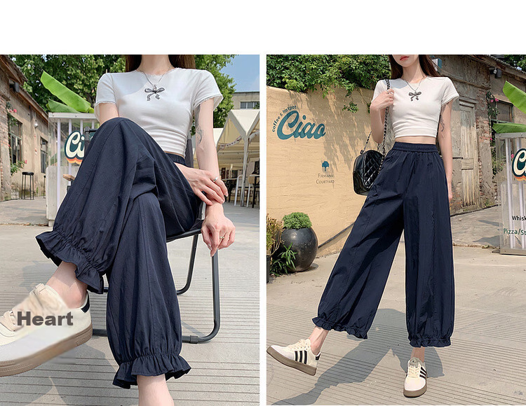 Demana Pear-Shaped Comfort Zone Summer Korean Style Nine-Point Lantern Pants Elastic Waist Loose Slim Fit Petite Women's Casual Pants 11