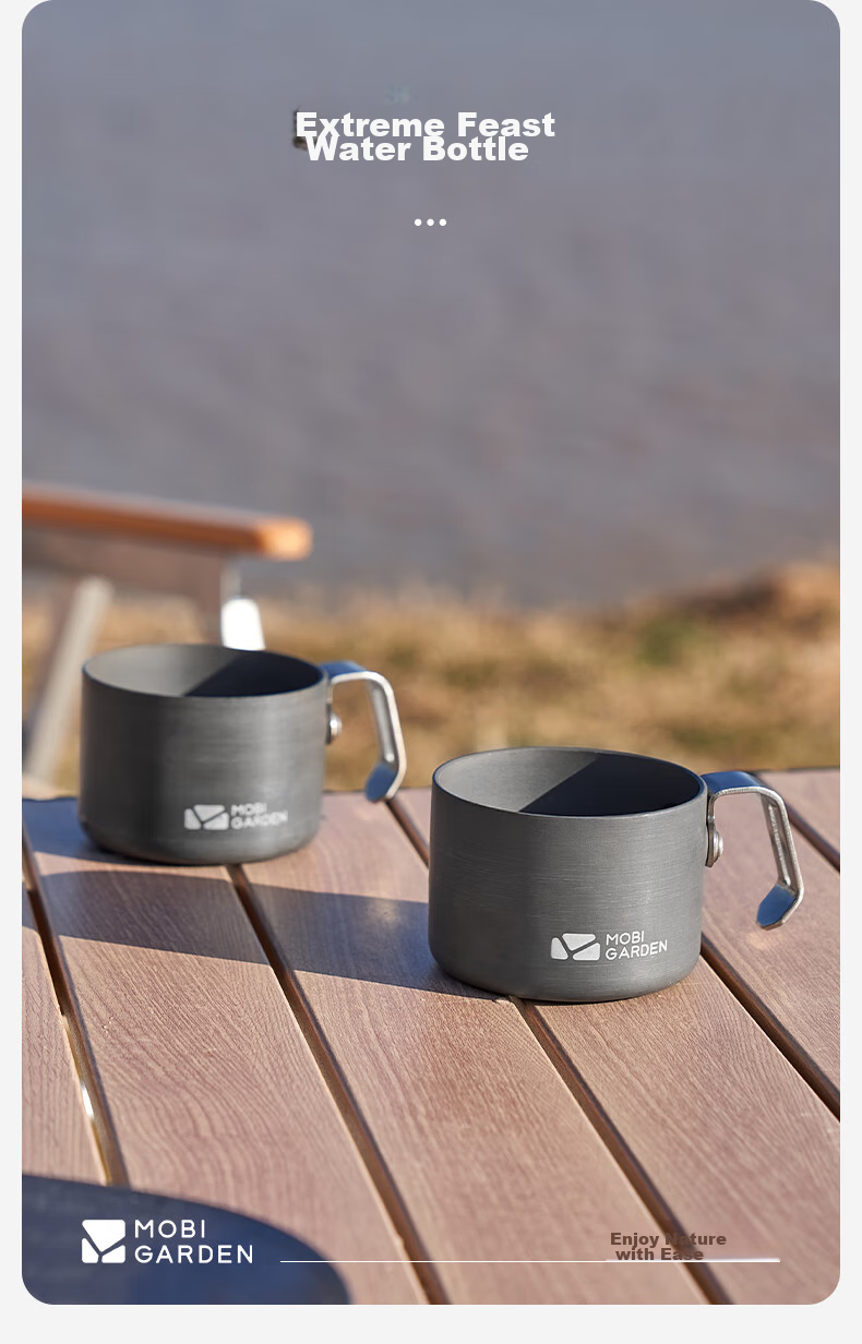 MOBIGARDEN Water Bottle, Outdoor Camping Portable Aluminum Cup Stainless Steel Tea Cup Mini Cup, NX20666010, Dark Iron Gray 4