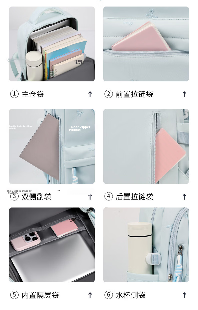 361° Korean Style Casual Large Capacity Lightweight High-Value Spinal Protection Backpack for Middle and High School Girls 5