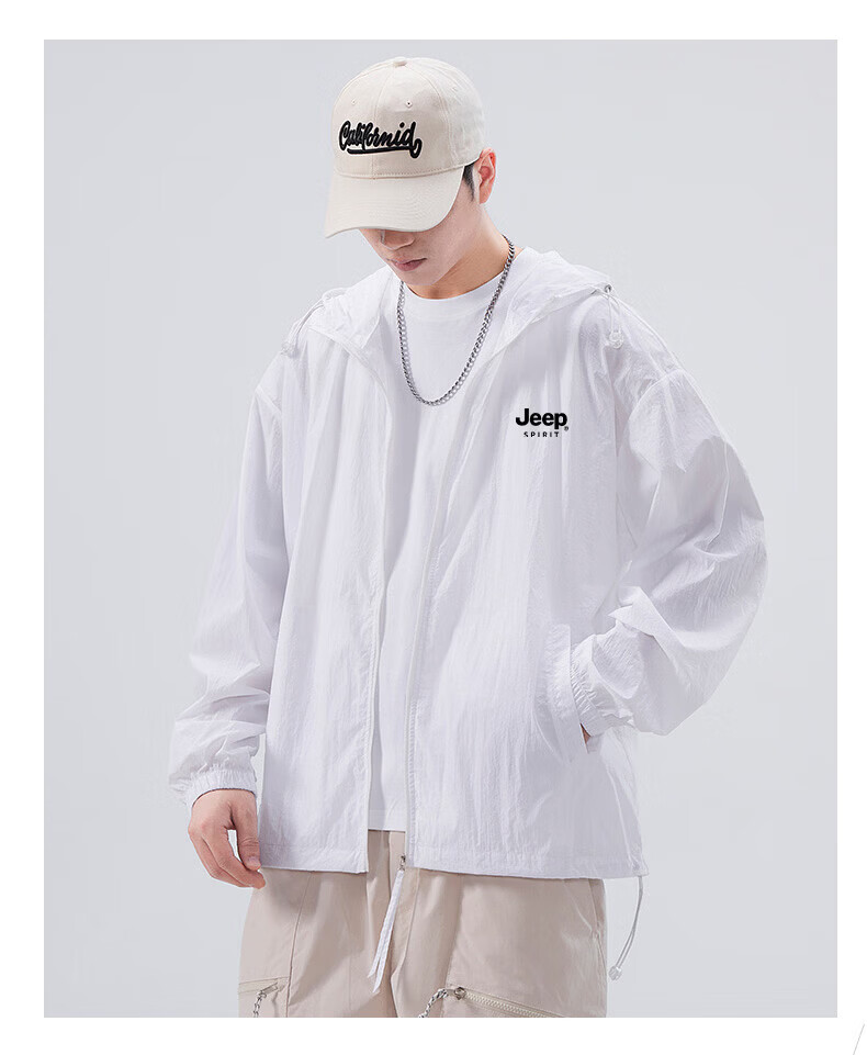 JEEP SPIRIT Men's Summer New Ice Silk Lightweight Sun Protection Jacket Large Size Men's Clothing Coat ZH7777 Cement Gray 3XL 34