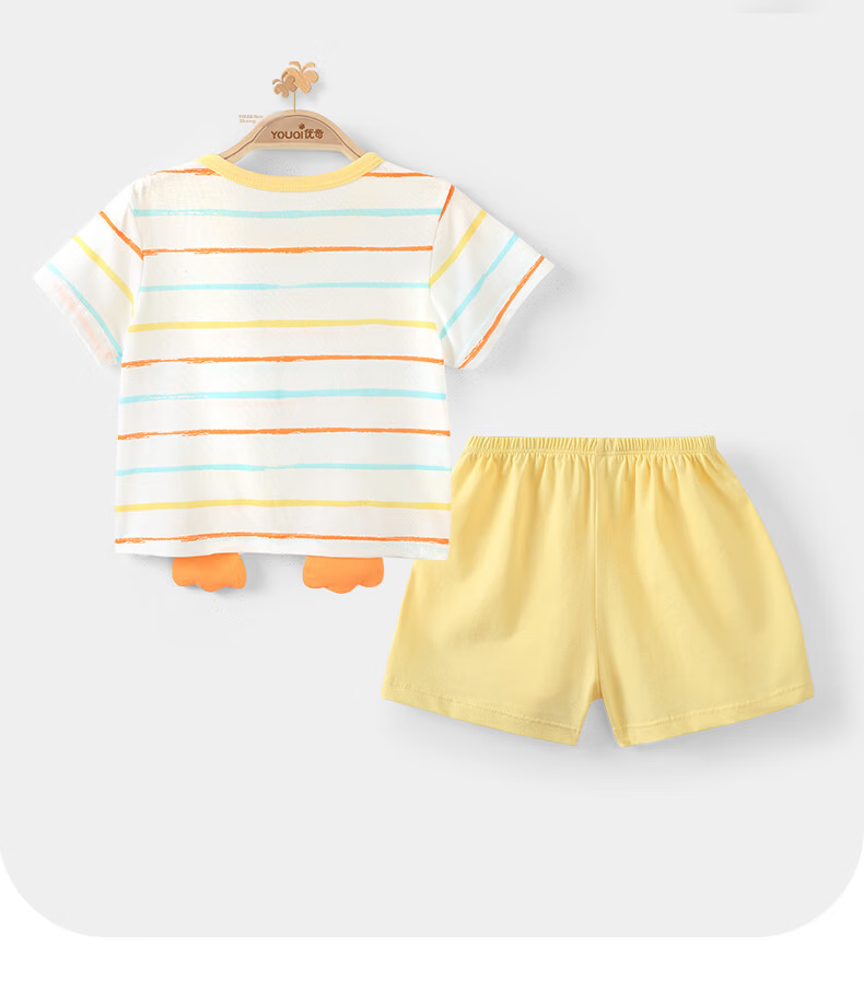 Youqi Unisex Baby Short Sleeve and Shorts Summer Modal Cotton Lightweight Stylish Two-Piece Set Children's Outfits 12