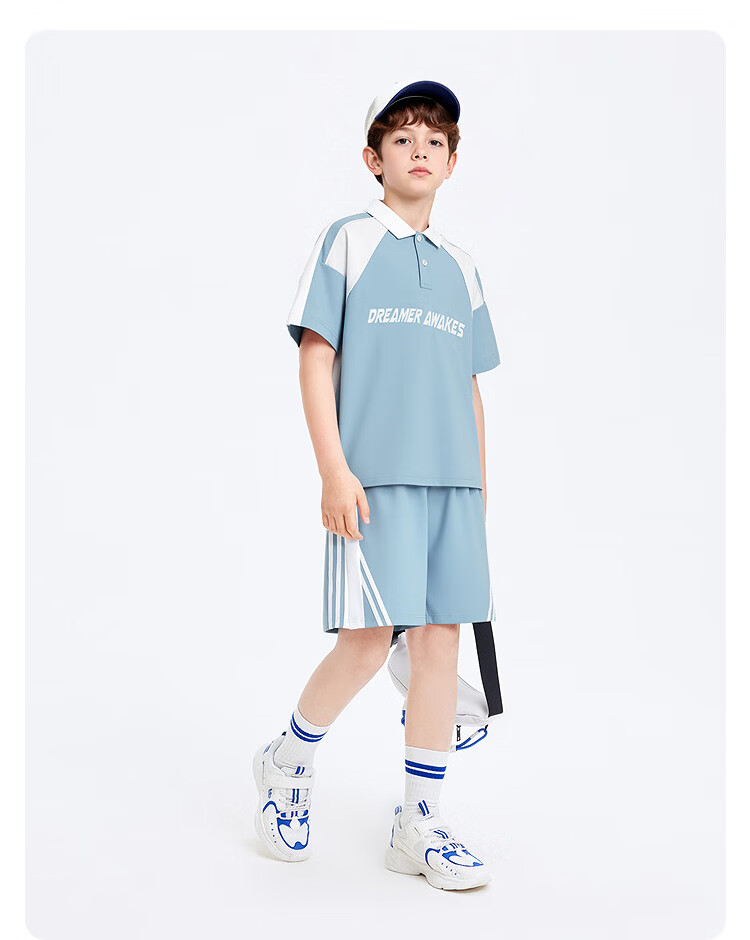 BALABALA Boys' Short-Sleeve Set, Children's Two-Piece Outfit for Older Kids, 2026 New Summer Style, Moisture-Wicking Quick-Dry T-Shirt And Pants 34