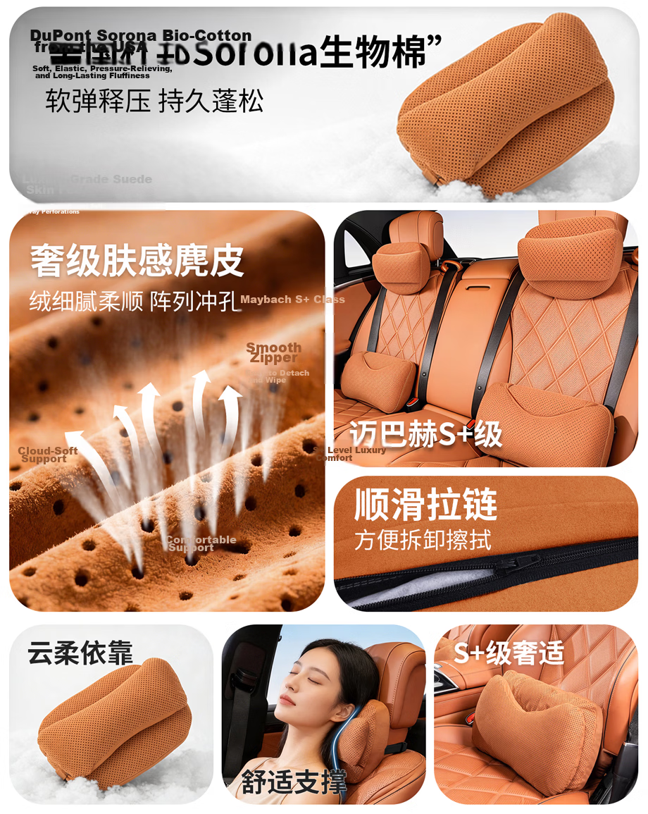 MINISO Car Headrest Neck Pillow Lumbar Support Cushion Office Nap Pillow Ideal for Car Use 18