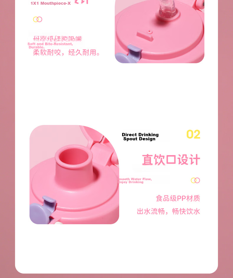 Disney Kids Water Bottle Direct Drinking Anti-Drop School Use Primary Student Kindergarten Water Cup Summer Straw Cup 520ML Minnie 5
