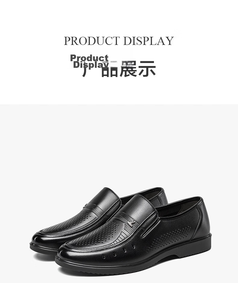 Eierkang Plus Size Men's Genuine Leather Business Formal Slip-On Comfortable Casual Dad Shoes 96361W Black 40 26