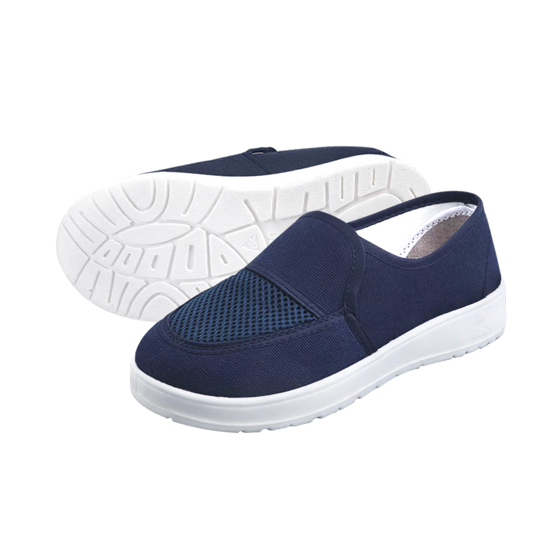 Mulang Anti-Static Single Mesh Shoes, Dust-Proof Breathable Soft Sole, Protective Dust-Free Shoes, Mesh Upper for Men And Women, Electronic Food Workshop Work Shoes, Navy Blue PU Sole Single Mesh Shoes, Size 40