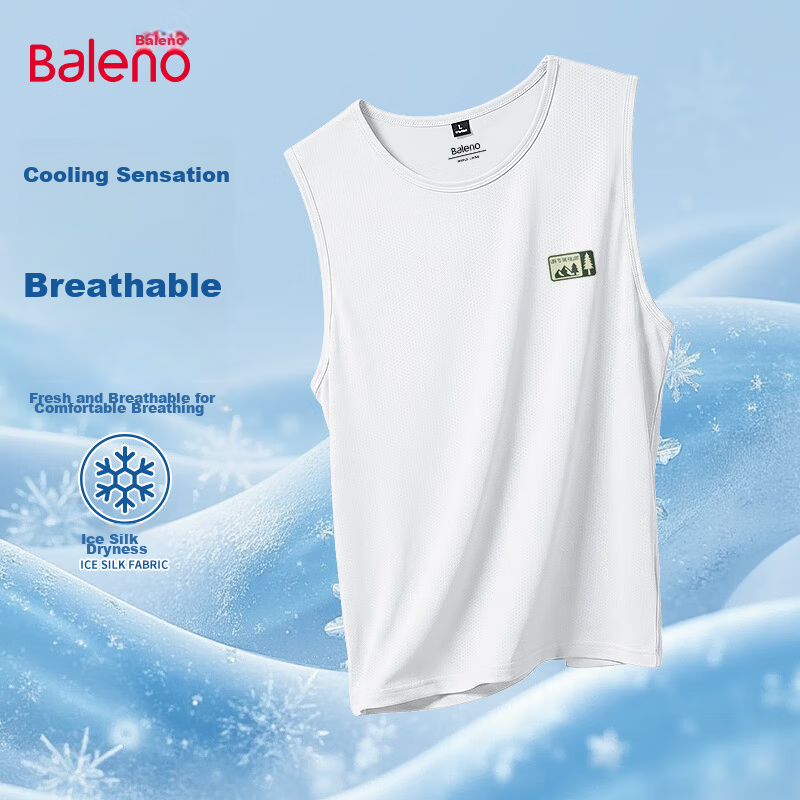 Baleno Men's Ice Silk Mesh Vest Summer New Quick-Dry Breathable Sleeveless Running Cooling Sports Fitness T-Shirt 24