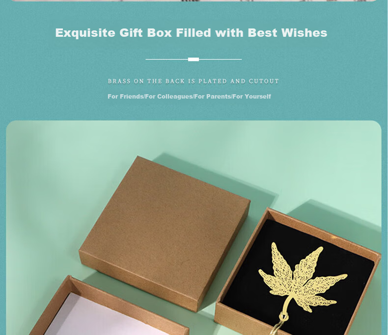 E-Muguo Metal Bookmark Ancient Style Gift Box Chinese Cultural Creative Brass Bookmark Birthday Gift Creative Souvenir for Teachers Classmates Friends Wutong Leaf 11