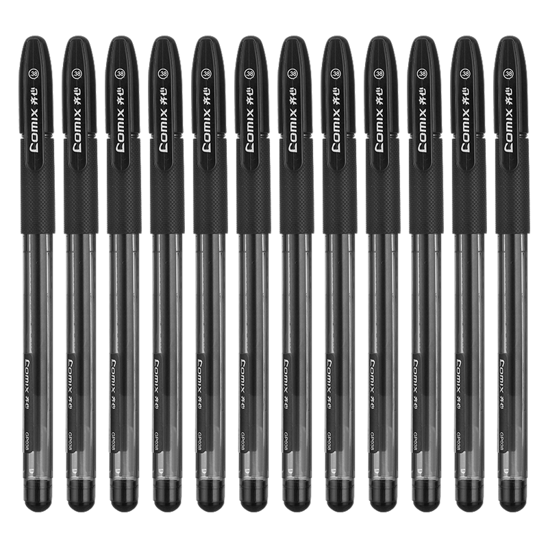 COMIX Black Full Needle Tube Pen, Gel Pen, Signing Pen, Water-Based Pen, 0.38mm, Writing Tool, 12 Pcs/box, GP038