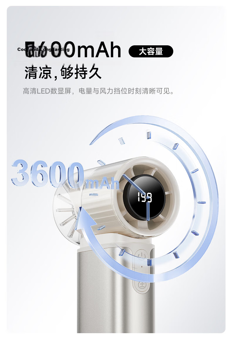 MINISO Portable Handheld Mini USB Fan Semiconductor Cooling Small Personal Fan Long Battery Life 3C Certified Quiet Rechargeable High-Speed Powerful Air Conditioner Aluminum Alloy 5