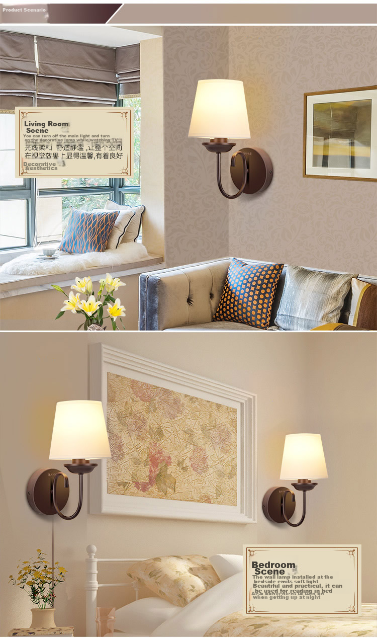 OPPLE Lighting LED Bedroom Bedside Warm Romantic American Style Wall Lamp E27 Bulb Base Light Source Sold Separately 2