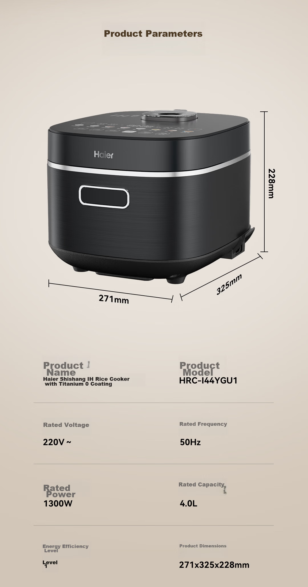 Haier Fashion Rice Cooker with Titanium 0 Coating IH 3D Heating Stainless Steel Smart WiFi Control 4L for 4-5 People HRC-I44YGU1 25
