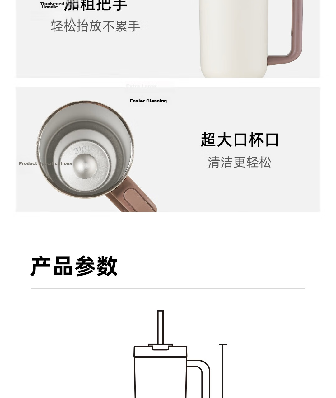 SENSO Large Capacity Straw Cup 316L Stainless Steel Insulated Thermos Bottle White Minimalist Office Gift 1200mL 14