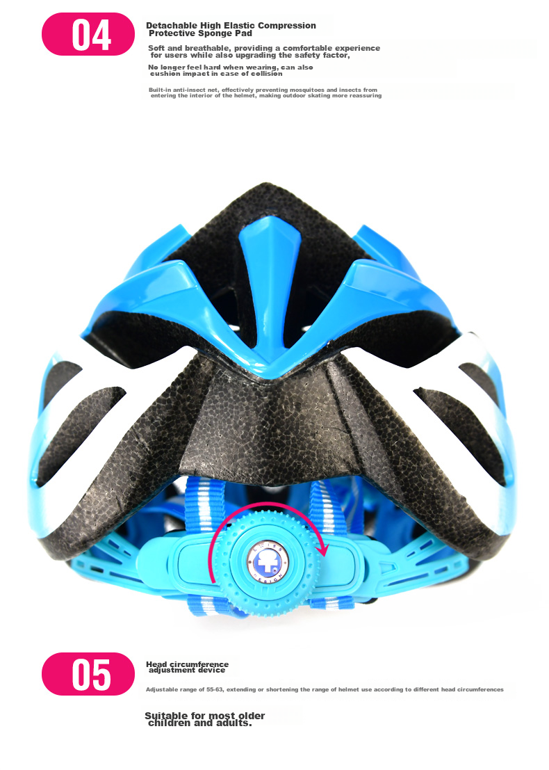 Micro Maiguo Roller Skating Helmet, Outdoor Cycling Equipment, Speed Skating One-Piece Molded Adjustable Safety Helmet, RW6 Blue 6