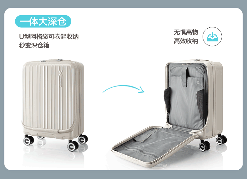 Mei Travel Luggage 20-Inch Front-Opening PC Material Trolley Case Student Password Lock Fries Suitcase 79B Meteor Gray 9