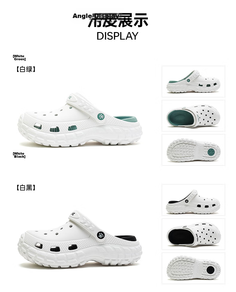 KELME Men's Summer New Dual-Wear Durable Hole Slippers Versatile Closed-Toe Slippers for Women 17